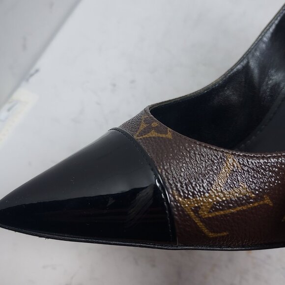 Louis Vuitton Brown Black Monogram Heel Shoe - Picture 13 of 13